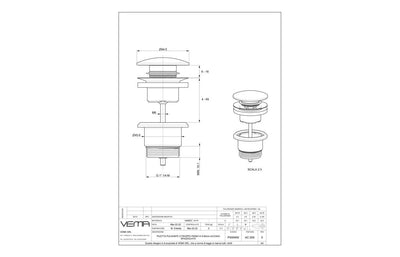 Vema Unslotted Push Button Waste - Matt Black : DITW0052