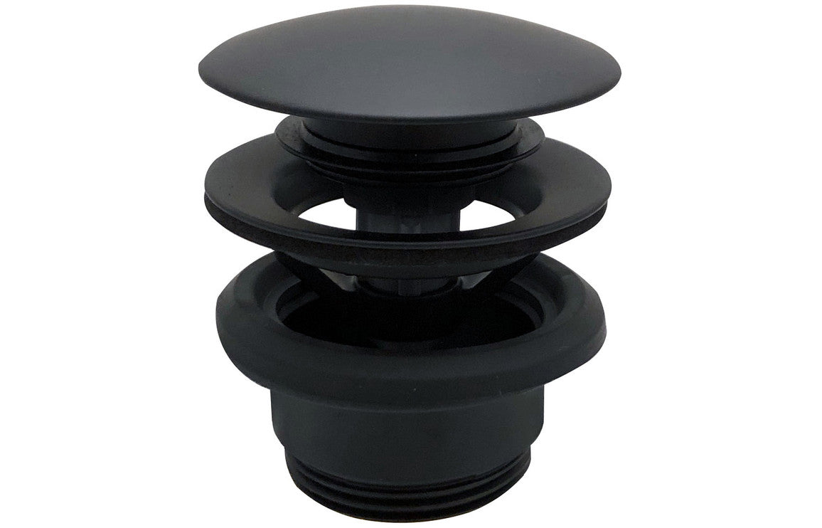 Vema Unslotted Push Button Waste - Matt Black : DITW0052