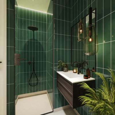 Fibo Urban Stacked Subway Bottle Green Shower Panel