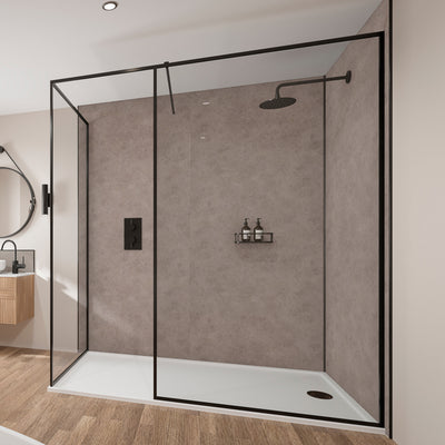 Greige Stone Wetwall Mermaid Plywood Bathroom Wall Boards - Timeless Trade