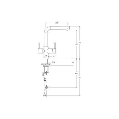 InSinkErator 4N1 L Shape Tap Only - Velvet Black