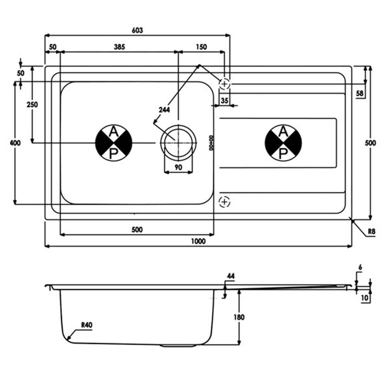 Abode AW5102 IXIS 1.0 Inset Stainless Steel Sink
