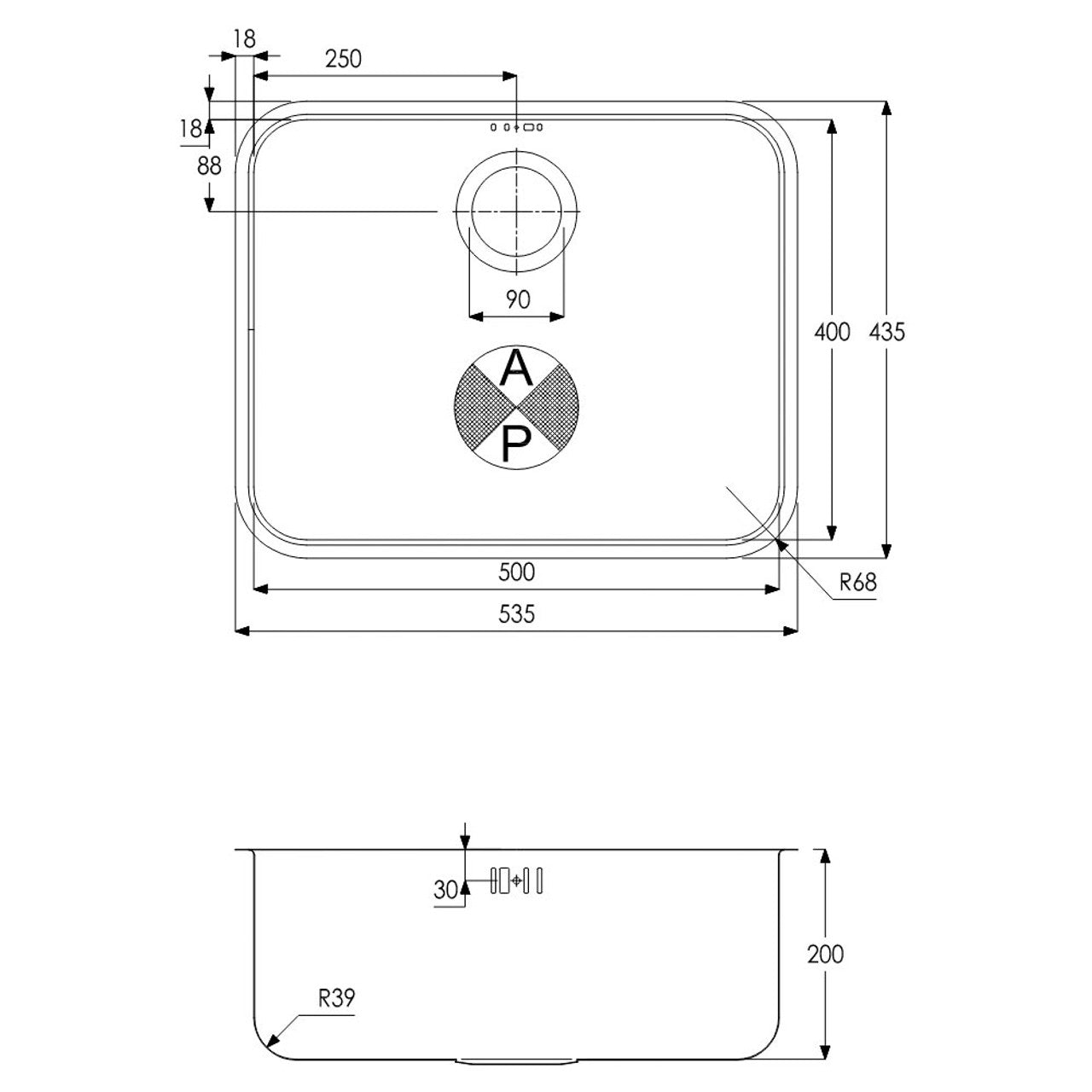 Abode AW5015 MATRIX R50-100-500 Stainless Steel Sink