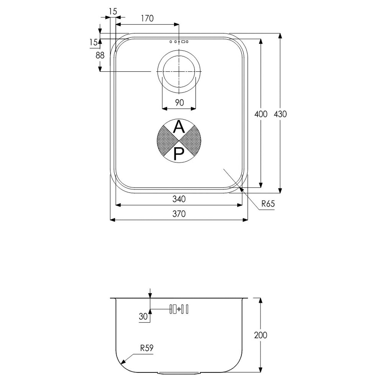 Abode AW5014 MATRIX R50-100-340 Stainless Steel Sink