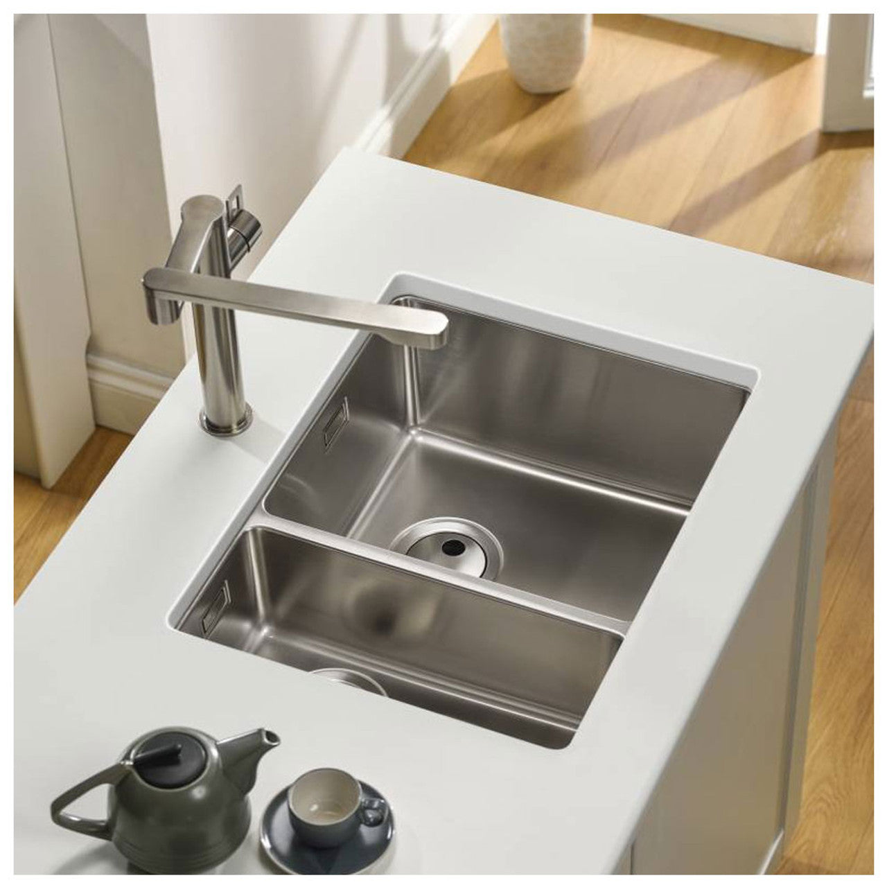 Abode Matrix R15 1.5 Bowl Undermount Steel Sink LH or RH