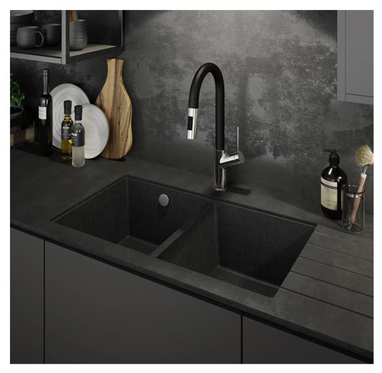 Abode MATRIX SQGR15 2.0 Bowl Granite Sink Black