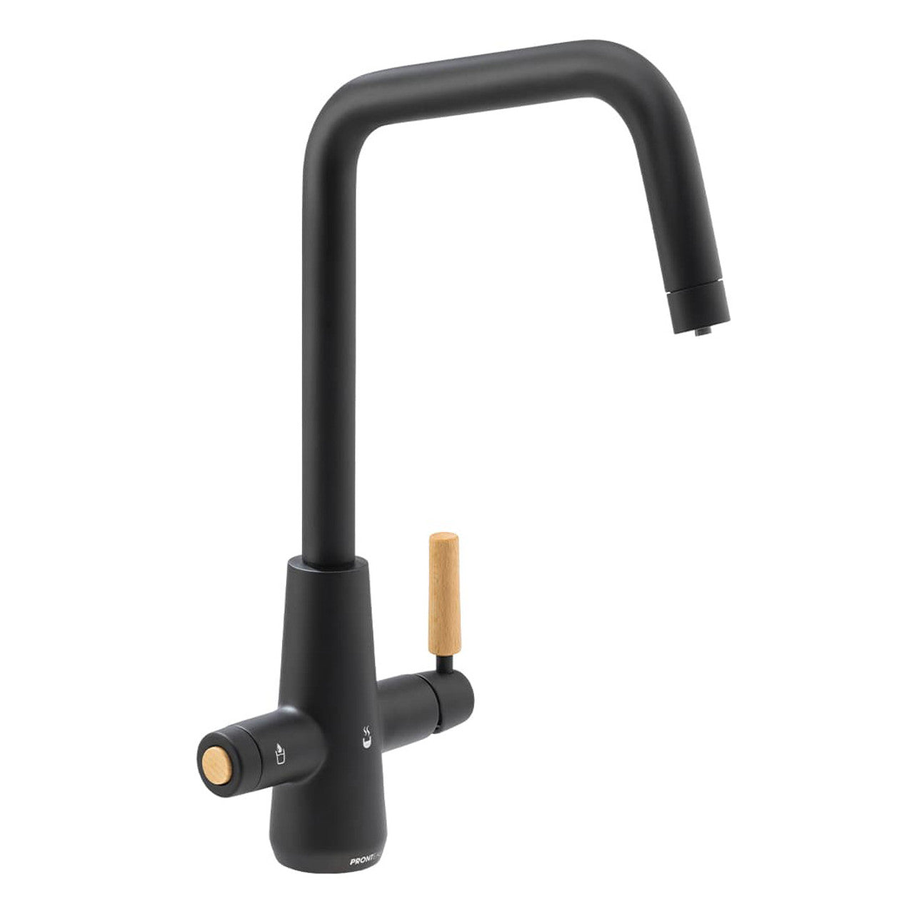 Abode Pronteau Scandi-E 4 in 1 Hot & Filtered Kitchen Tap Wood Handle Black