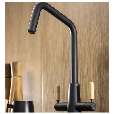 Abode Pronteau Scandi-X 4 in 1 Hot & Filtered Kitchen Tap Wood Handles Matt Black