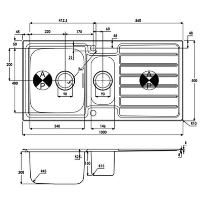 Abode AW5113 NERON 1.5 Inset Stainless Steel Sink