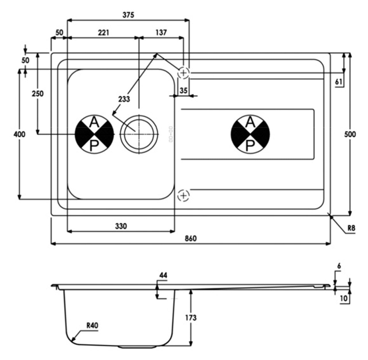 Abode AW5101 IXIS Compact 1.0 Inset Stainless Steel Sink