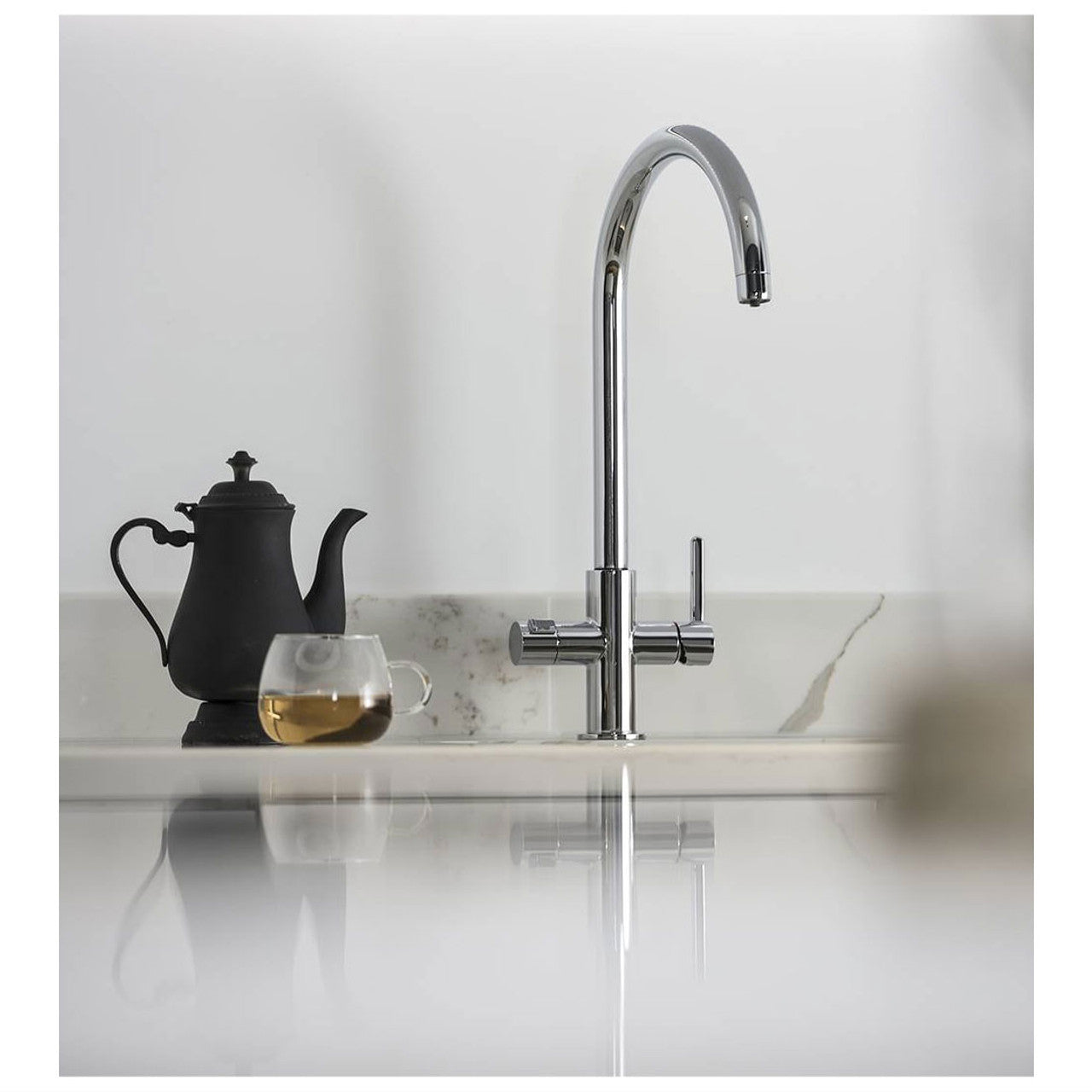 Abode Pronteau Prothia 3 in 1 Monobloc Swan Kitchen Tap - WRAS Approved Chrome
