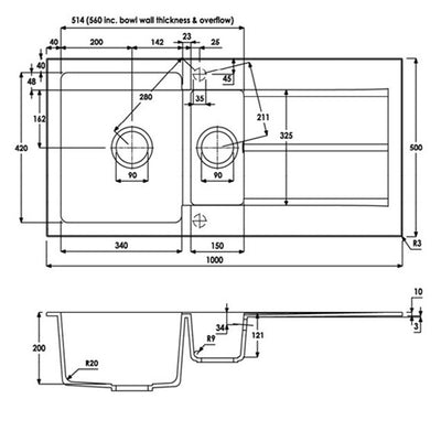 Abode ZERO 1.5 Granite Sink Grey
