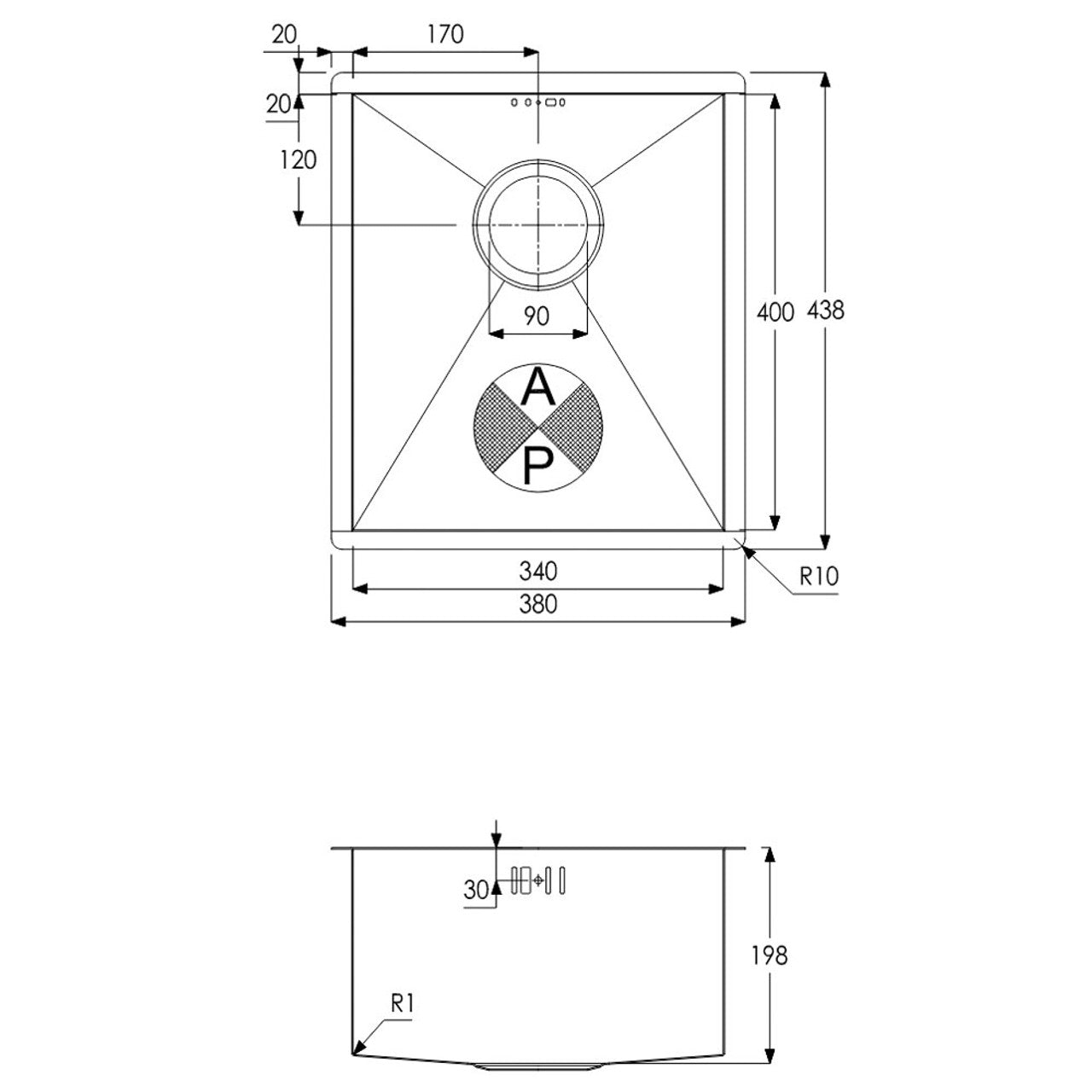 Abode AW5008 MATRIX R0-100-340 Stainless Steel Sink