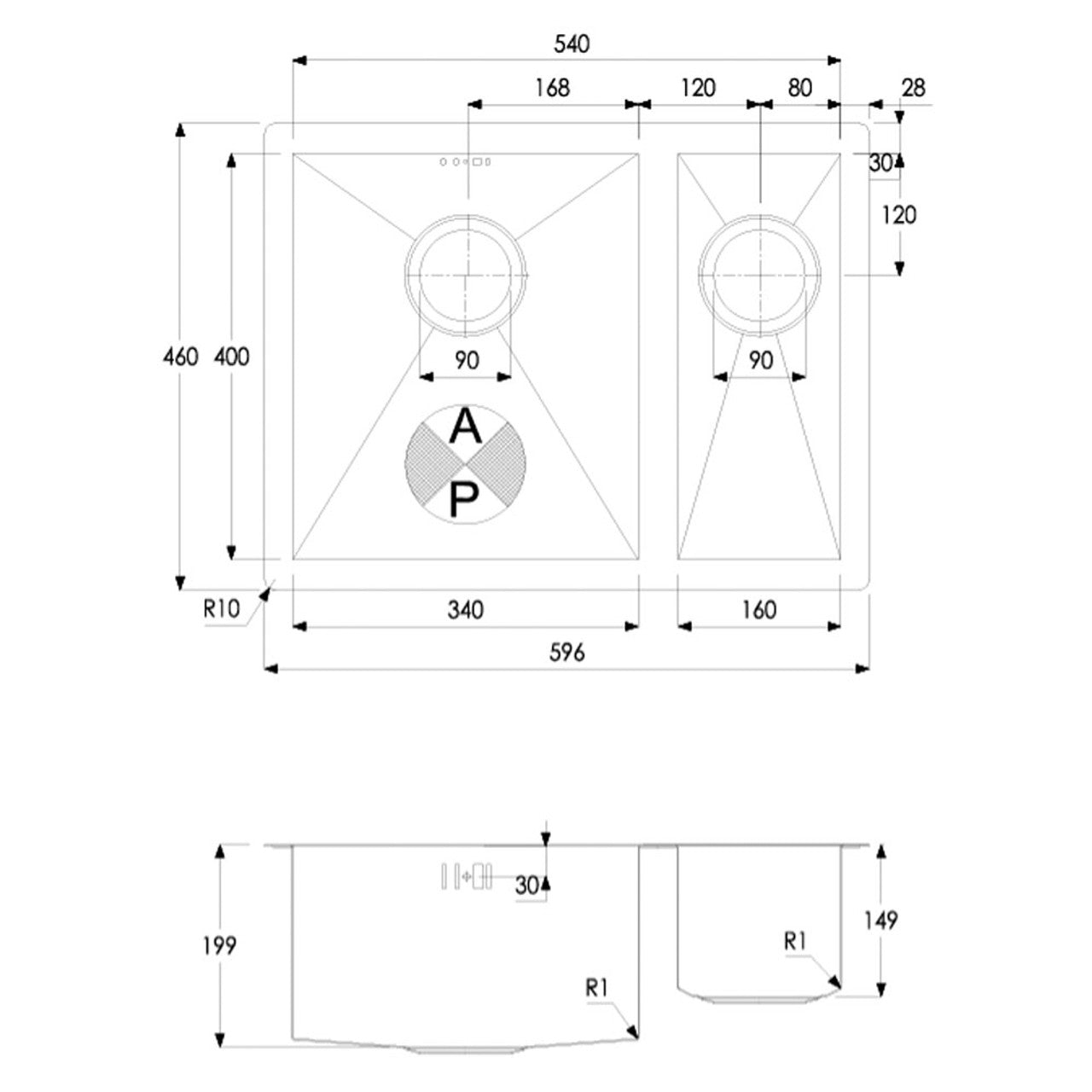 Abode Matrix R0 1.5 Bowl Stainless Steel Sink LH or RH