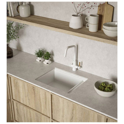 Abode Pronteau Scandi-E 4 in 1 Hot & Filtered Kitchen Tap Wood Handle Matt White