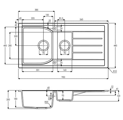 Abode ORIEL 1.5 Bowl Inset Granite Sink white