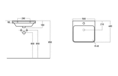 500mm 2 Door Floor Standing Cloakroom Basin Unit - Matt Sage Green