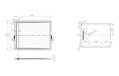 30mm Linear Slate Rectangular Tray & Waste - White All Sizes