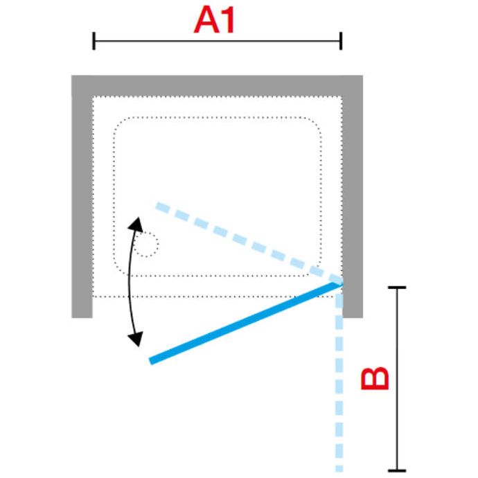 Novellini N180 1B Hinged Shower Door for an Alcove - Matt Black