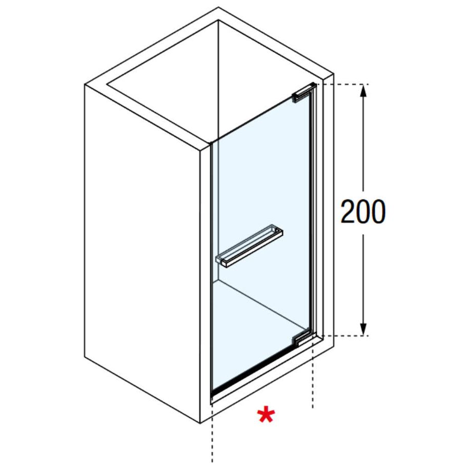 Novellini N180 1B SHOWER DOOR 1 LEAF OPENING, IN RECESS IN BRUSHED GOLD