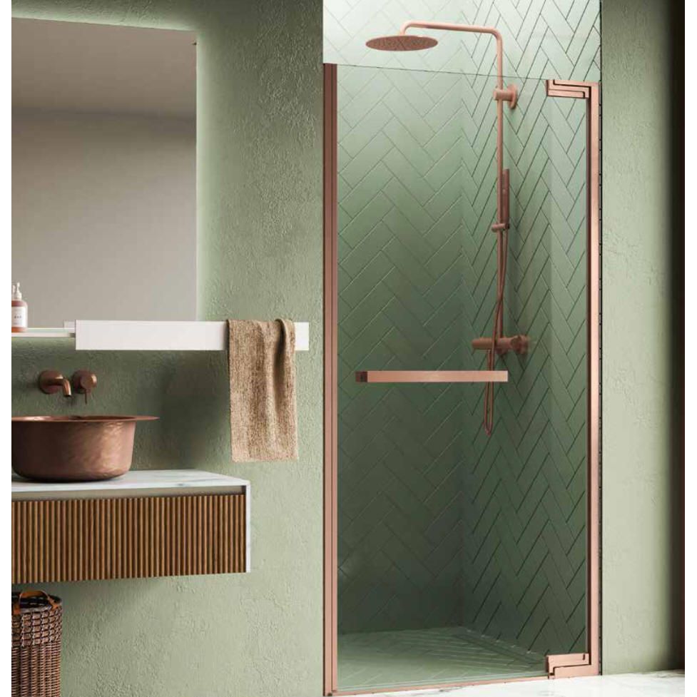 Novellini N180 1B SHOWER DOOR 1 LEAF OPENING, IN RECESS IN BRUSHED GOLD