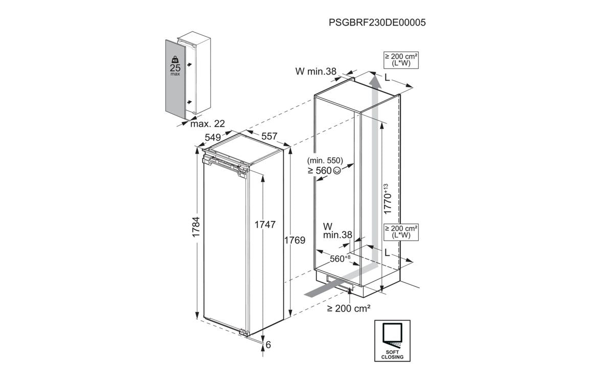 AEG NSK6D181EC B/I Tall Larder Fridge