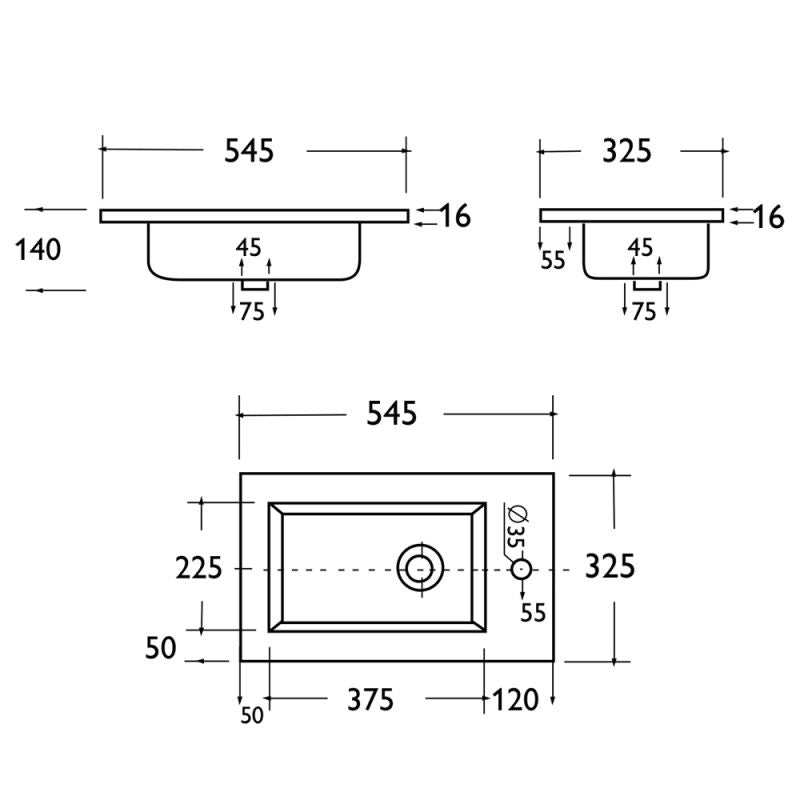 Oscar 545mm Floor Standing Cloakroom Vanity Unit with Ceramic Basin in Gloss White