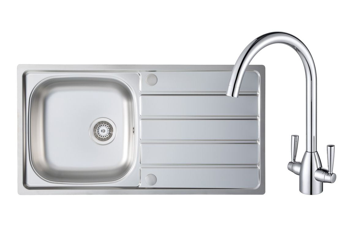 Prima 1B Inset Sink & Chelsea Tap Pack - St/Steel & Chrome PPR8048