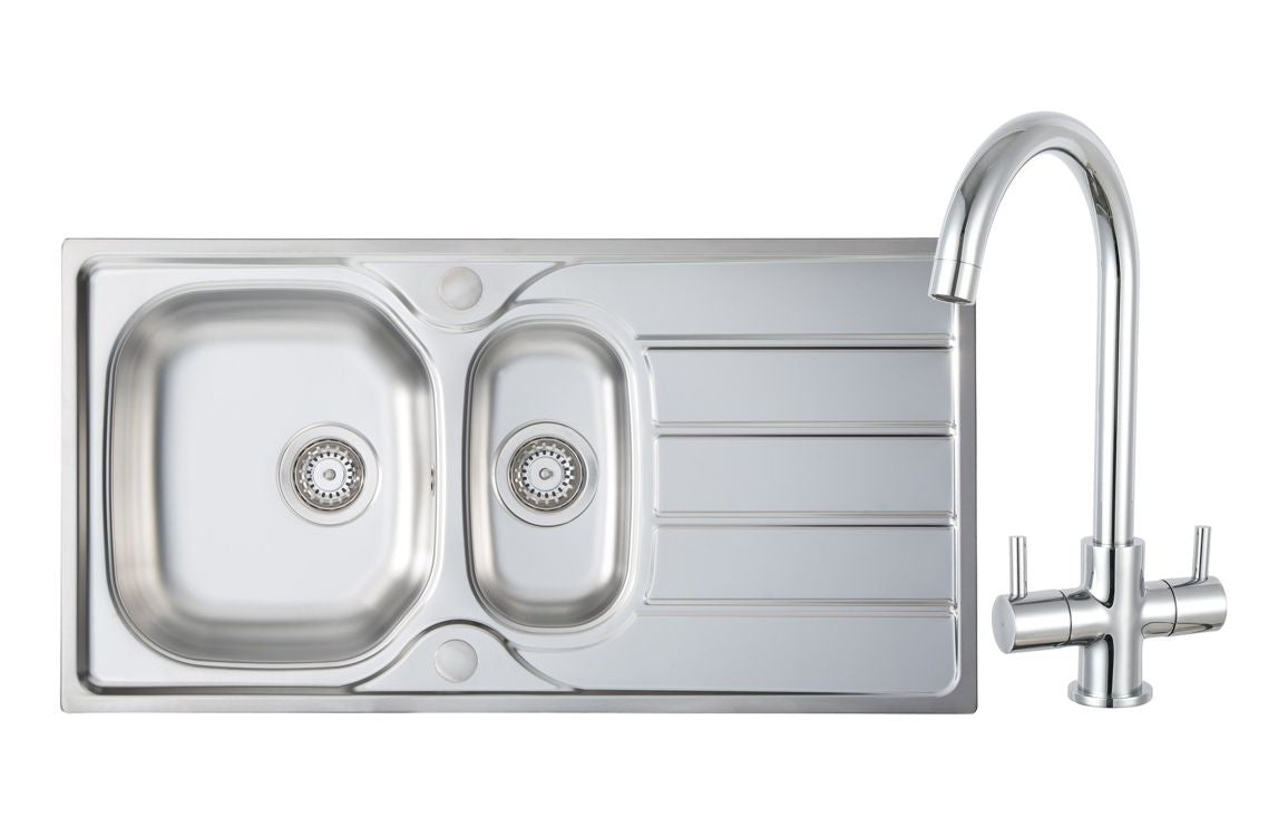 Prima 1.5B Inset Sink & Staten Tap Pack - St/Steel & Chrome PPR8049