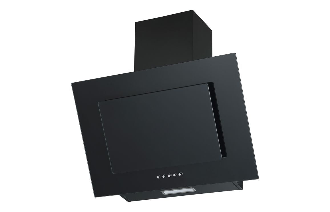 Prima 60cm Angled Chimney Hood - Black Glass PRAE0032