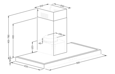 Prima 90cm Box Chimney Hood - Black & St/Steel PRCH035