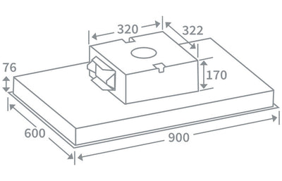PRIMA+ 90CM CEILING HOOD PRCH301