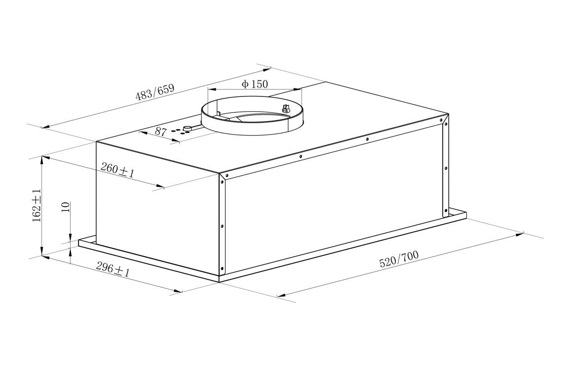 Prima 70cm Integrated Hood - Grey PRCH703