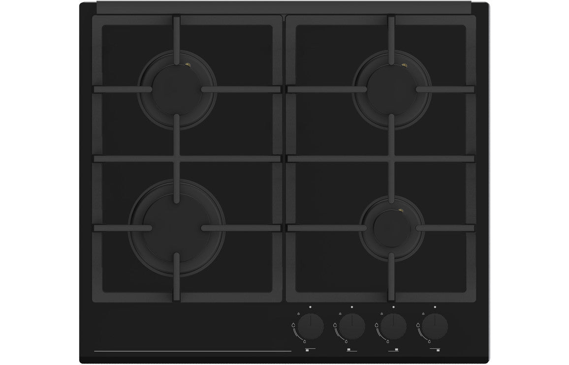 Prima Oven, Gas Hob & Curved Glass Chimney Hood Pack - Black PPR1051