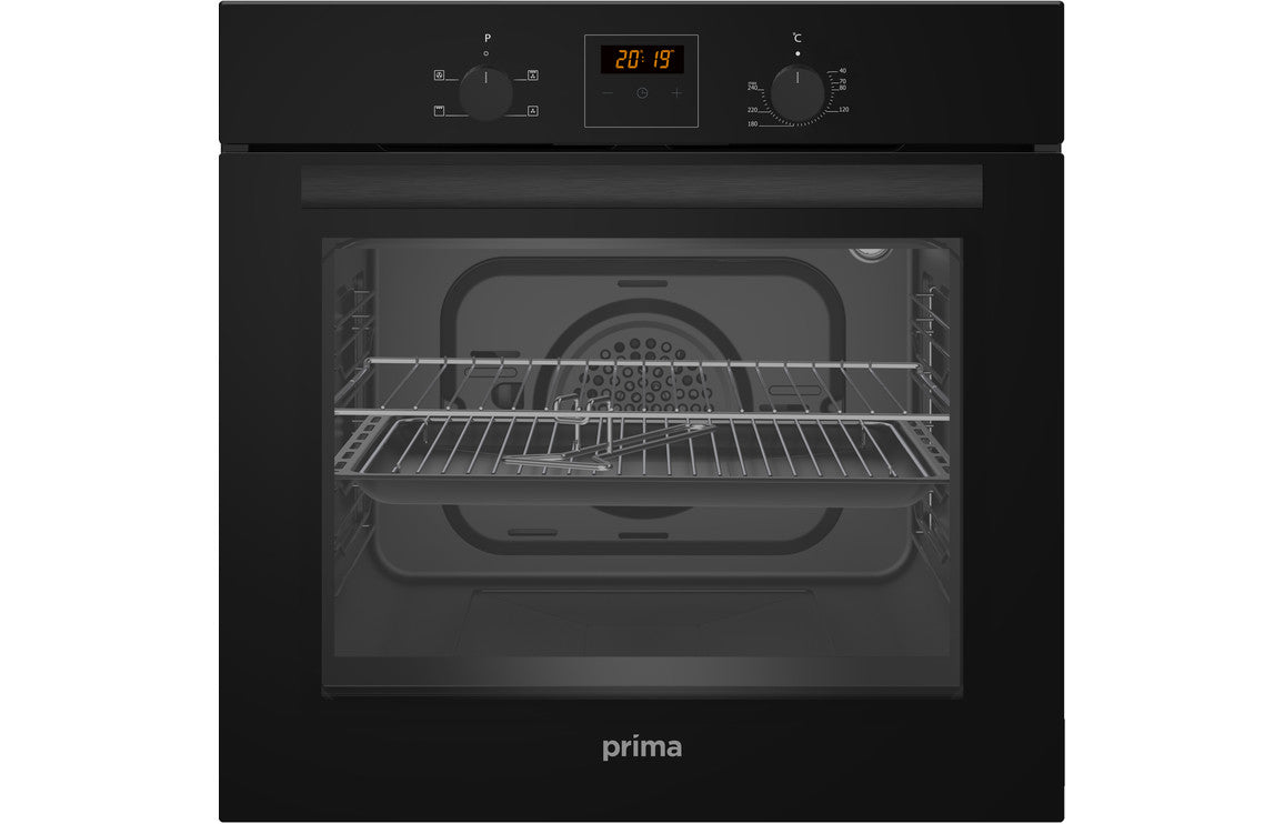 Prima Oven, Gas Hob & Curved Glass Chimney Hood Pack - Black PPR1051