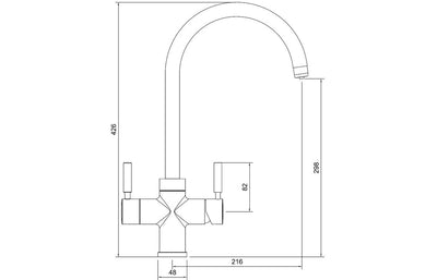 Abode Propure 4 IN 1 Swan Spout Monobloc Tap - Chrome PT1150