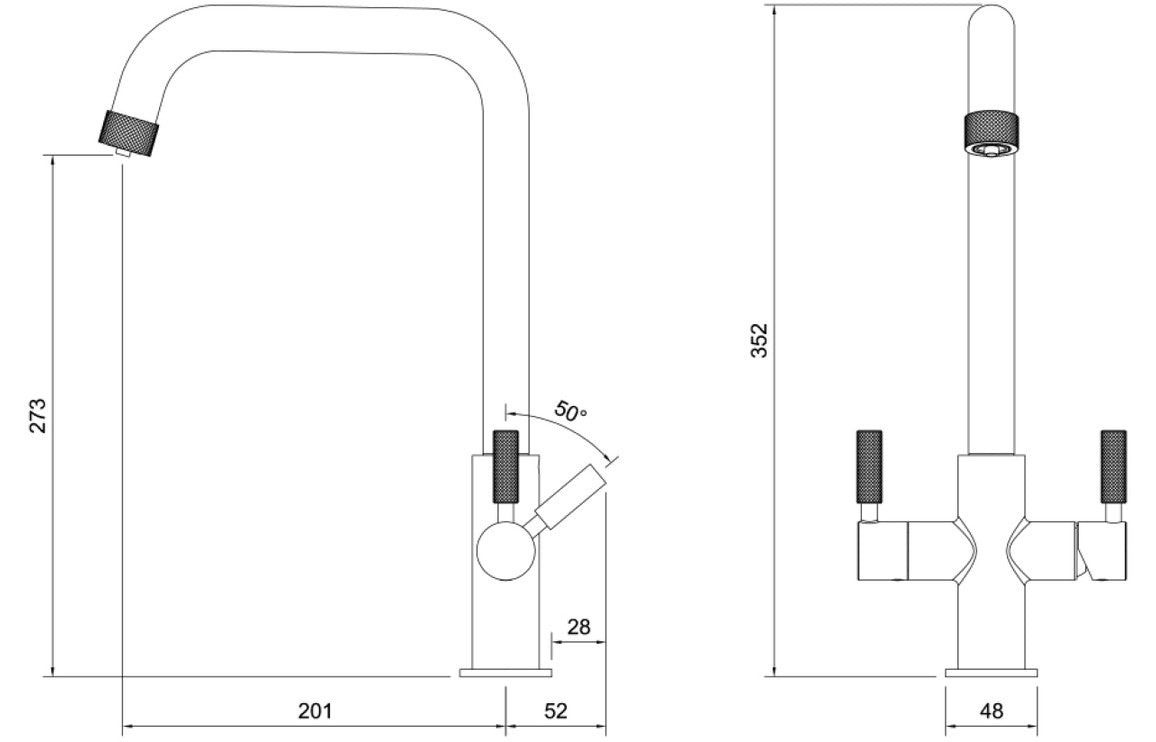 Abode Industria 3 IN 1 Monobloc Tap - Brushed Brass PT1199