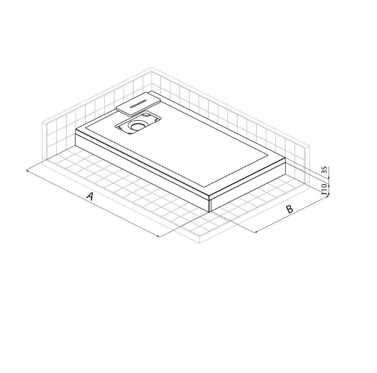 Novellini Novosolid Shower Tray Raised Panel Kit 100-150cm - Matt Black
