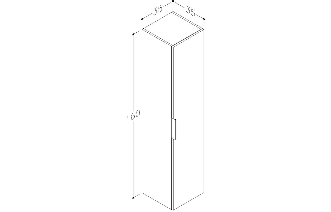 350mm Wall Hung 1 Door Tall Unit - Matt Deep Blue