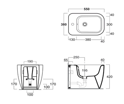 Anna Black Back to Wall Bidet