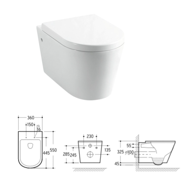 Chloe Wall Hung Toilet & Soft Close Seat