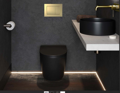 Bella Short Projection Wall Hung Toilet & Soft Close Seat - Black