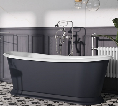 Selma Midnight Grey Traditional Soaking Tub – 1580x750mm