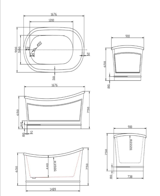 Carrick Freestanding Acrylic Bath - 1676x900mm
