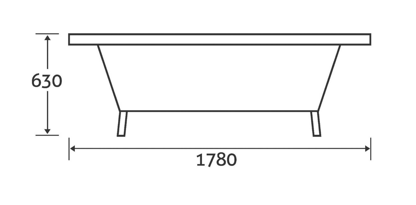 Valley Freestanding Acrylic Bath & Chrome Feet - 1750x800mm