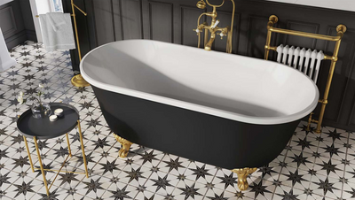 York Black Freestanding Acrylic Bath with Chrome Feet - 1500x780mm