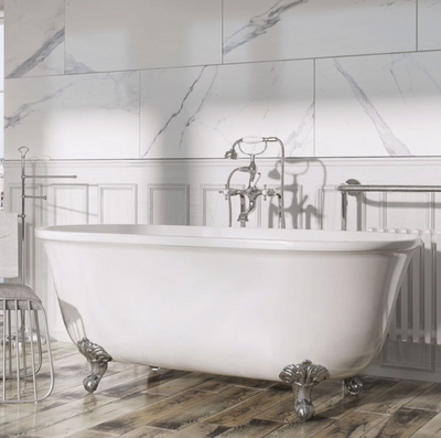York Freestanding Acrylic Bath with Chrome Feet - 1500x780mm