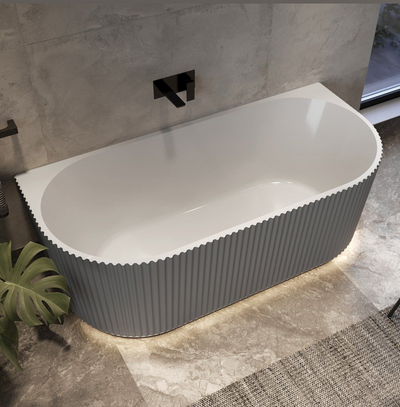Kingman Light Grey Back to Wall Freestanding Bath – 1700x800mm