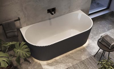 Kingman Midnight Grey Back to Wall Freestanding Bath – 1700x800mm
