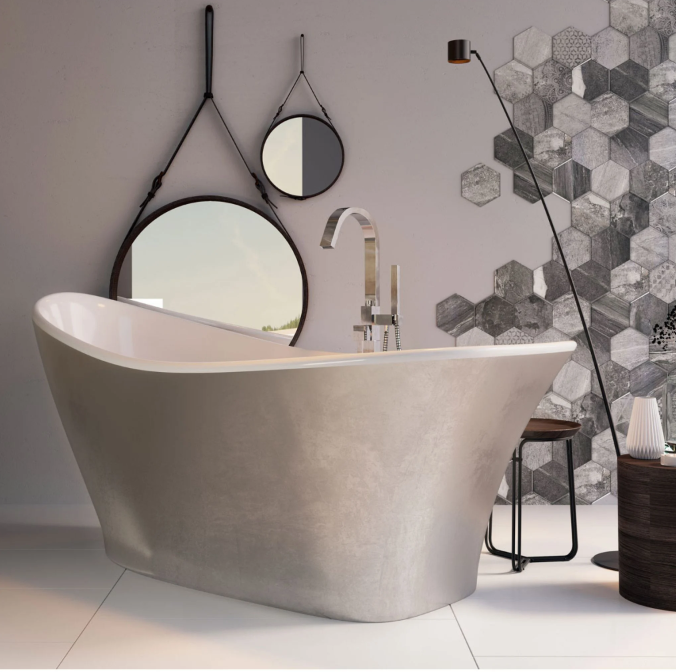 Leo Silver Freestanding Acrylic Bath - 1750x750mm